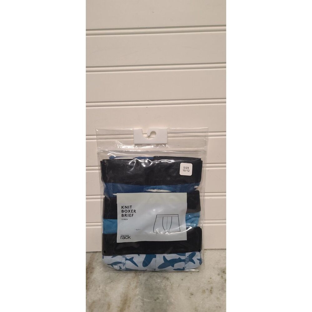 Nordstrom Rack Boys Knit Boxer Briefs Multi Shark Pack Size 10/12 NWT